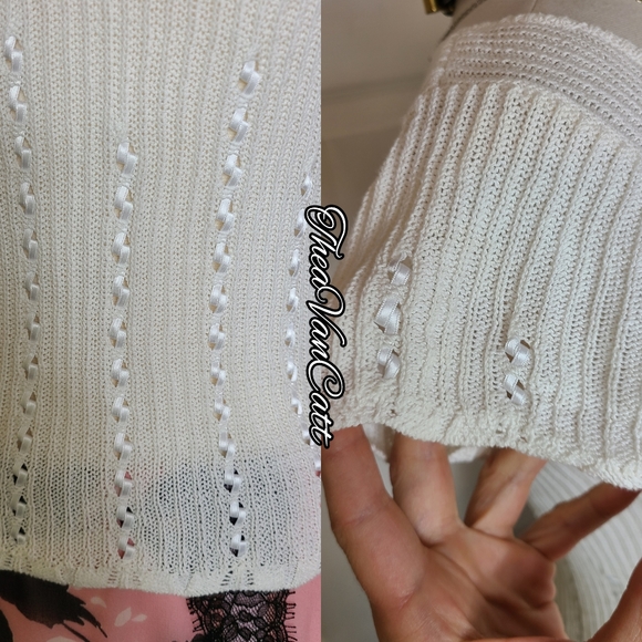 Betsey Johnson New York π vintage 90s y2k ribbon details cotton ribbed knit top - Picture 2 of 7